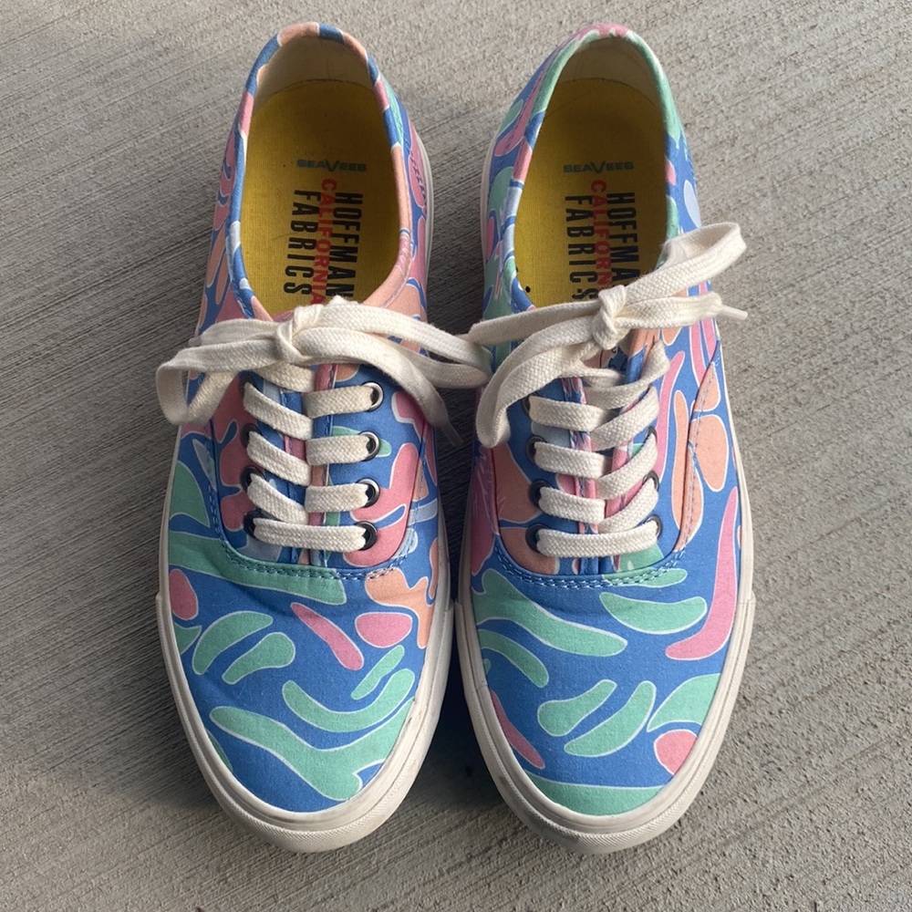 SeaVees Legend Sneakers Platform Blue Neon Print Hoffman Fabric Women